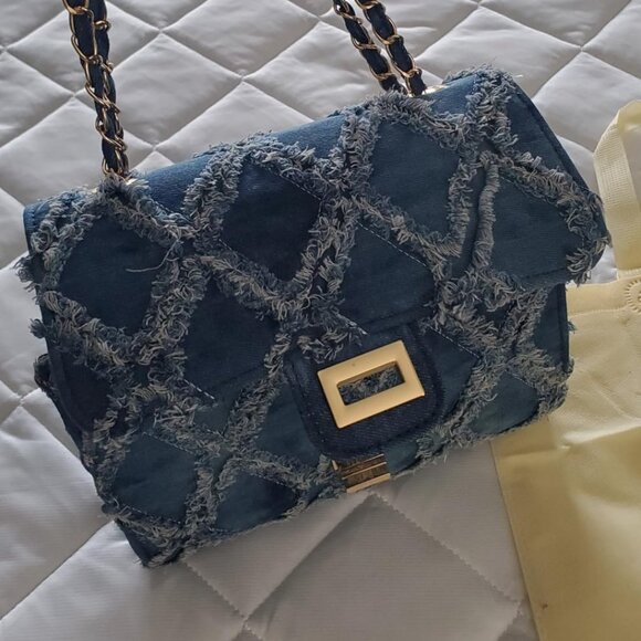 Neiman Marcus Distressed MKP Collection Denim Bag - Picture 3 of 6